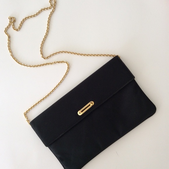 Rodo Handbags - VINTAGE RODO BLACK SATEEN CLUTCH CROSSBODY